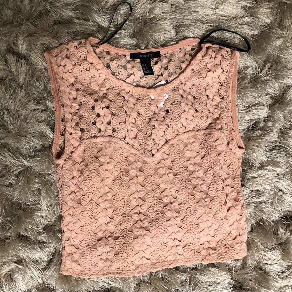 Pink net crop top